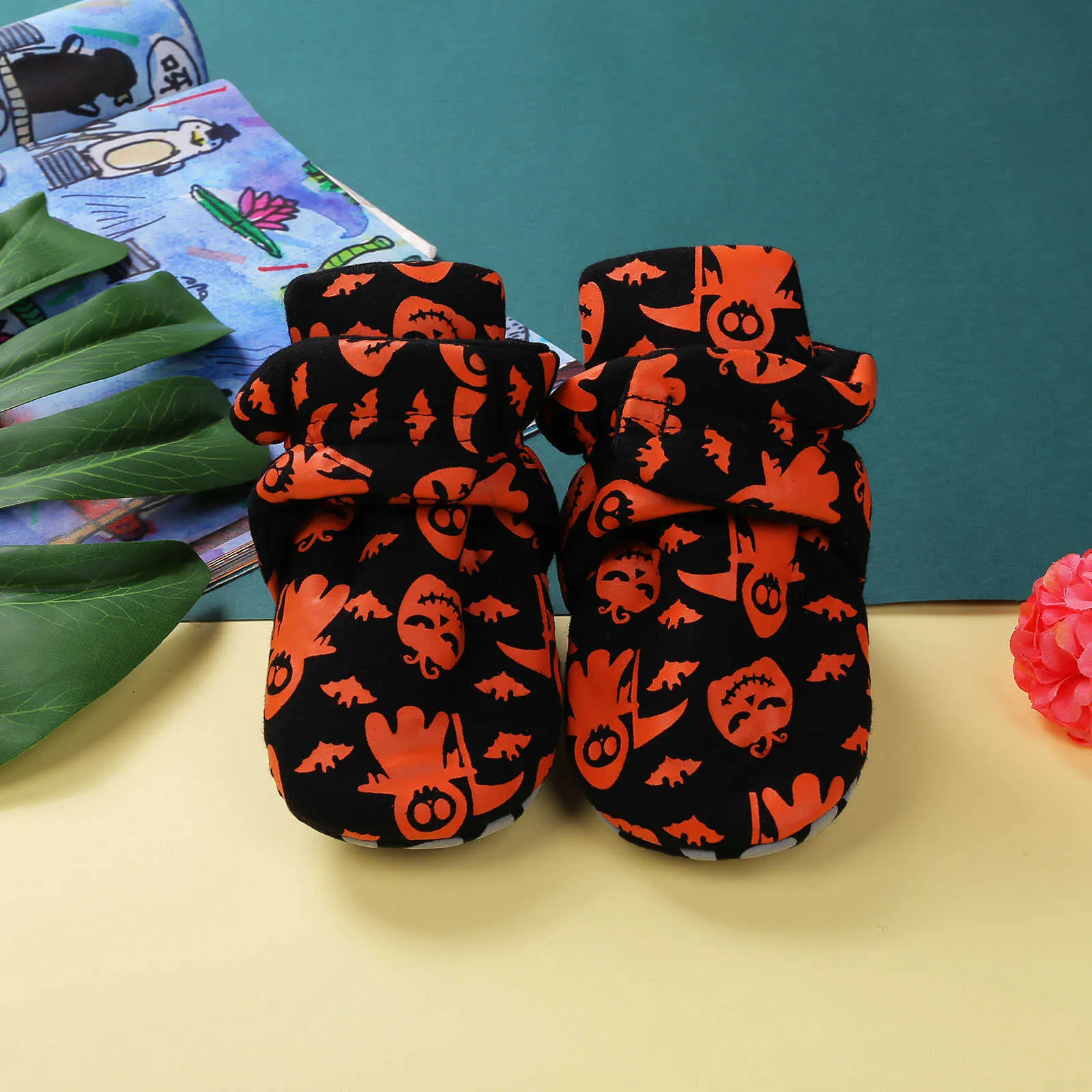 Bottines bébé Halloween citrouille imprimé chaussures de marche chaussures à semelle souple pour l'automne hiver, 0-18 mois G1023