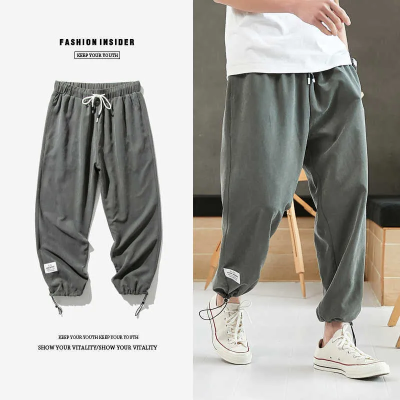 Summer Hip Hop Harem Pants Men Joggers Ankle-Length Trousers Male Casual Baggy Pants 210714