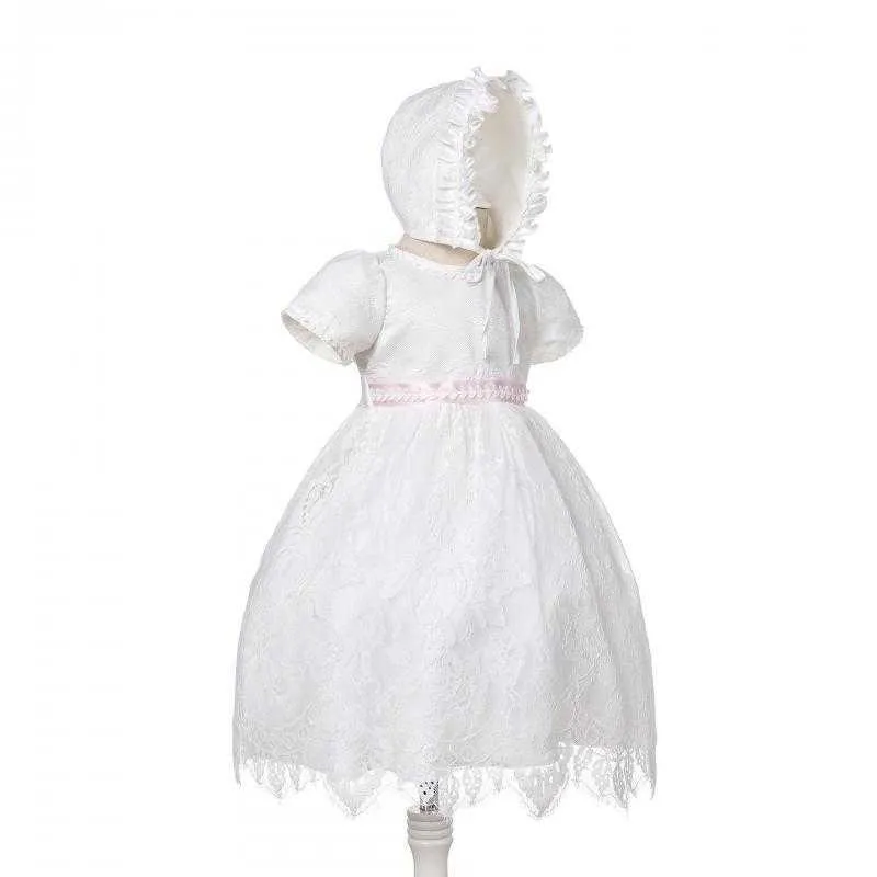 Baby Girl Christening Dress for borns Children Birthday Outfit Infant White Dresses with Hat Girls Baptism Vestidos 210615