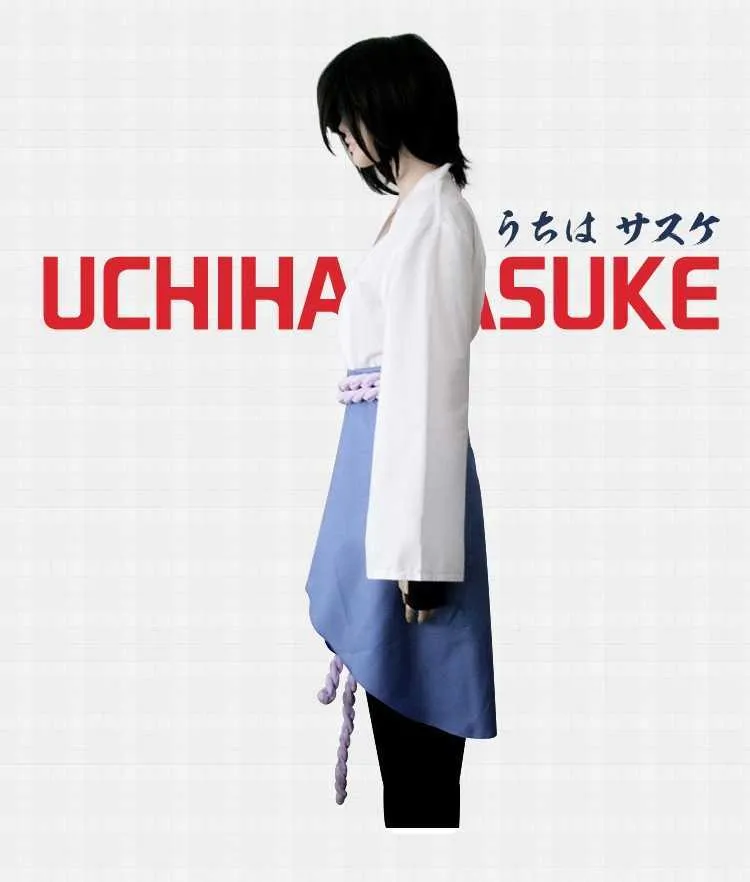 Uchiha Sasuke costume cosplay anime Haruto Shippuden vestiti di terza generazione festa di halloween giacca + pantaloni + corda in vita + paramani Y0913