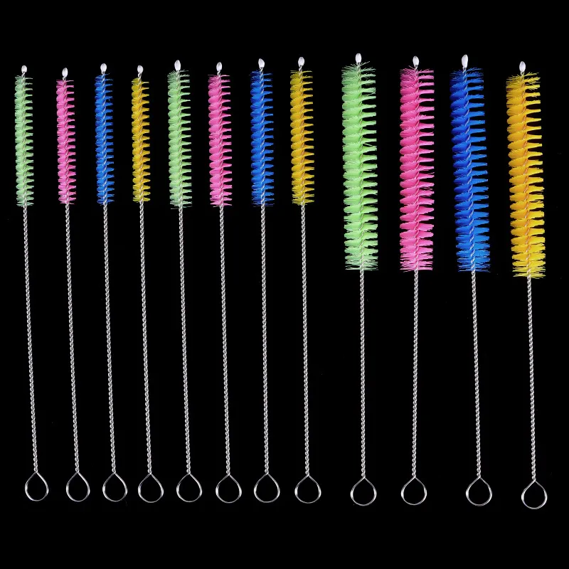 1000 pièces 4 couleurs paille brosse de nettoyage réutilisable écologique en acier inoxydable paille à boire nettoyant brosse doux cheveux outil de nettoyage