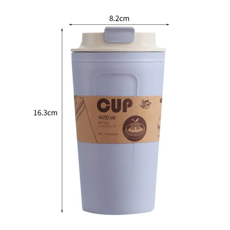 Mokken 420 ml Dubbelwandige isolatie Milieuvriendelijke Tarwevezel Stro Koffiekopje Reismok Lekvrij Cadeau 2021211L