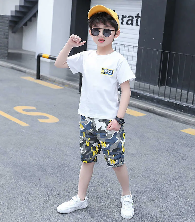 New Summer Boys Vêtements Ensembles Enfants T-shirt À Manches Courtes + Pantalon Ensemble Deux Pièces Ensemble Enfants Bébé Garçons Vêtements 6 8 10 11 12 Ans X0802