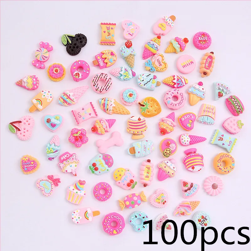 100 st blandar mycket diy nagel charm flatback scrapbooking harts slem xxl kawaii accessorie manicure nagelkonst dekorationer leveranser 22056116407