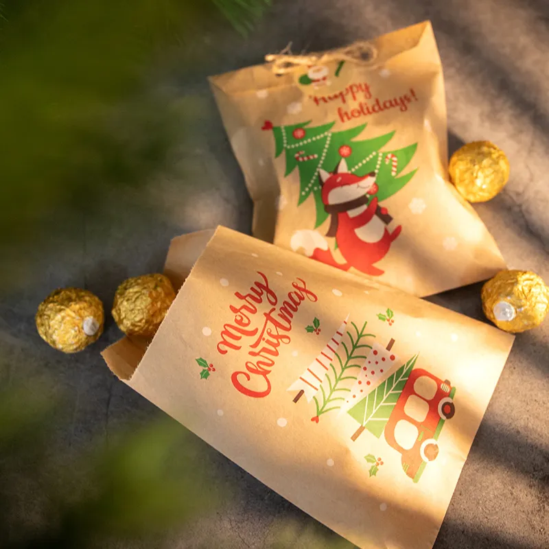 عيد الميلاد كرافت أكياس ورقة سانتا كلوز ثلج عطلة عيد الميلاد حزب الإحسان حقيبة الحلوى كوكي الحقيبة هدية التغليف لوازم 220420
