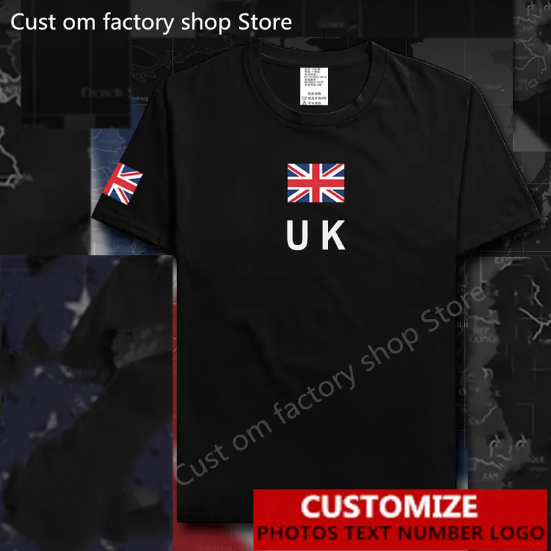 英国イギリスのイギリス国旗Tシャツ無料カスタムジャージーDIY名番号100コットンTシャツ220620