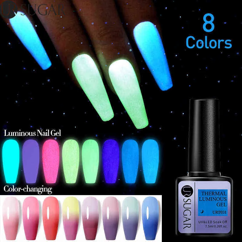 Juguete de gel de uñas 7 5 ml Esmalte térmico luminoso 2 Changg Glow Dark Soak Off Manicurg Uv Art Barniz 0328