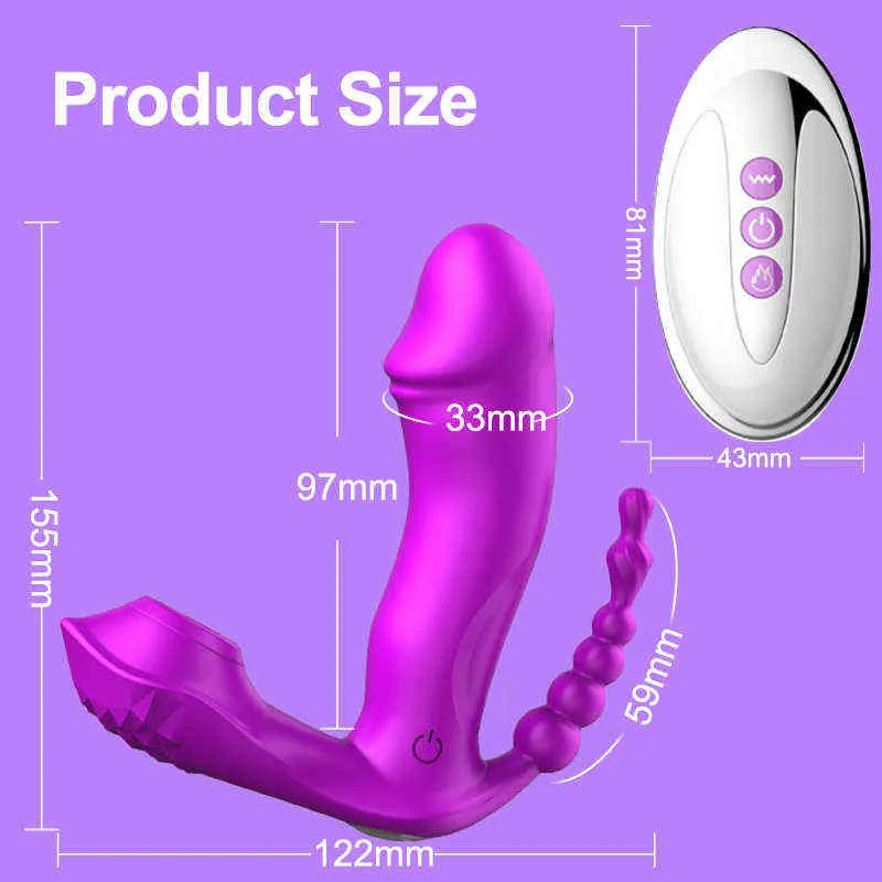 NXY Vibrators 3 in 1 Sucking Vibrator 7 Mode Vibrating Sucker Anal Vagina Clitoris Stimulator Wearable Oral Suction Erotic Sex Toys for Women 0411