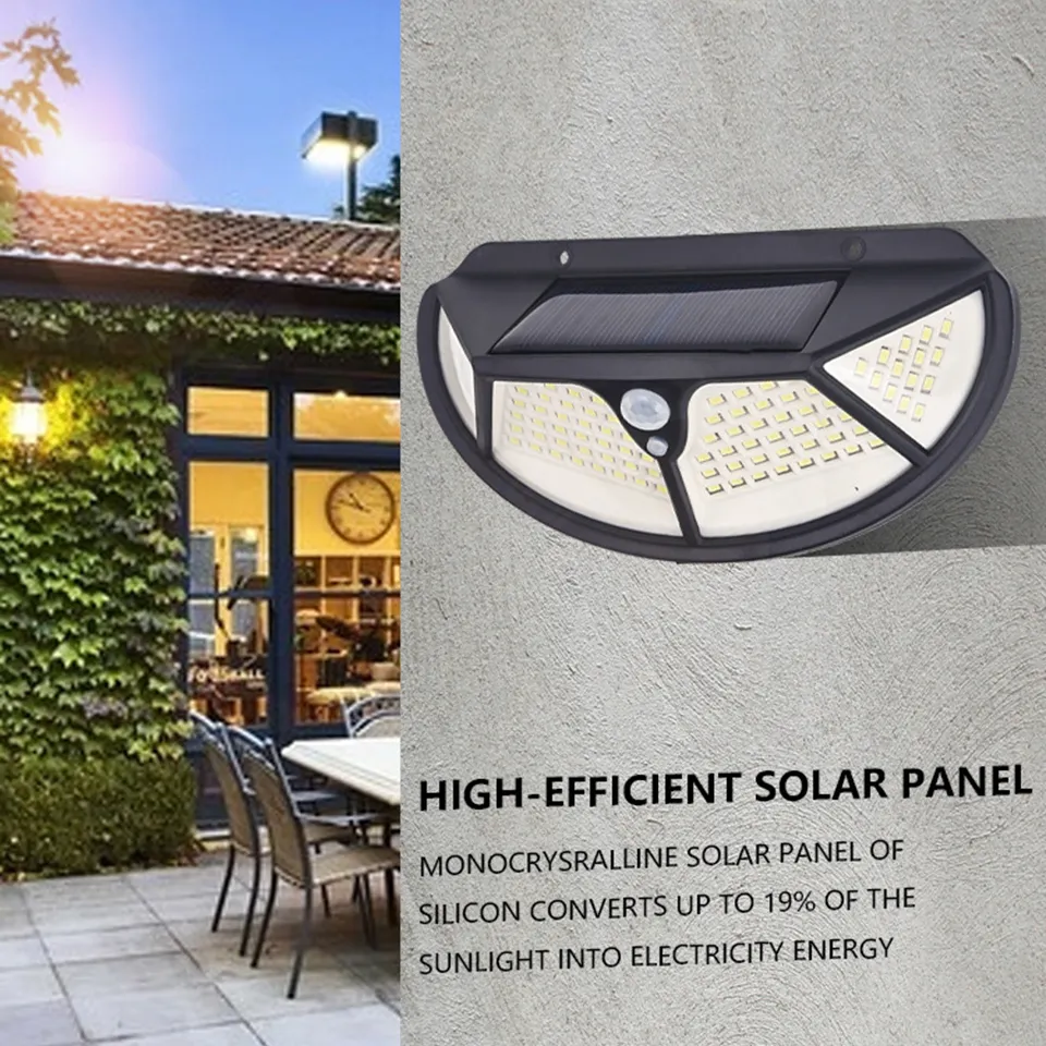 New Outdoor Solar Light Led Wall Lamp 3 Mode Motion PIR Sensor Street Light SMD2835 102 Built in Battery Sunlight Powered Waterproof