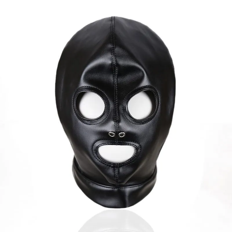 Adult sexy Toys SM Leather Padded Hood Blindfold Head Harness Mask BDSM Open Mouth Eye Bondage For Couples Accessories