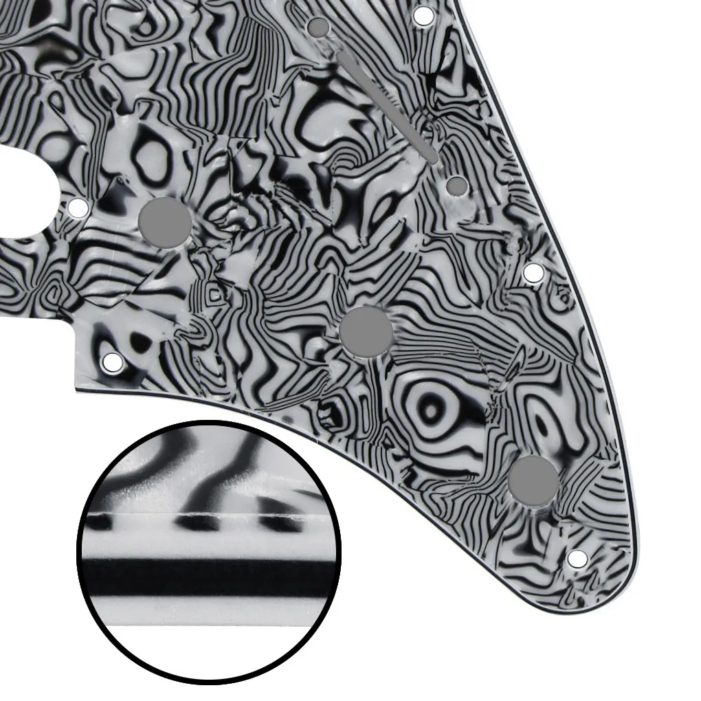 11 buracos SSS Guitar Pickguard Scratch Plate Zebra Stripe 4Ply com parafusos para peças de guitarra elétrica