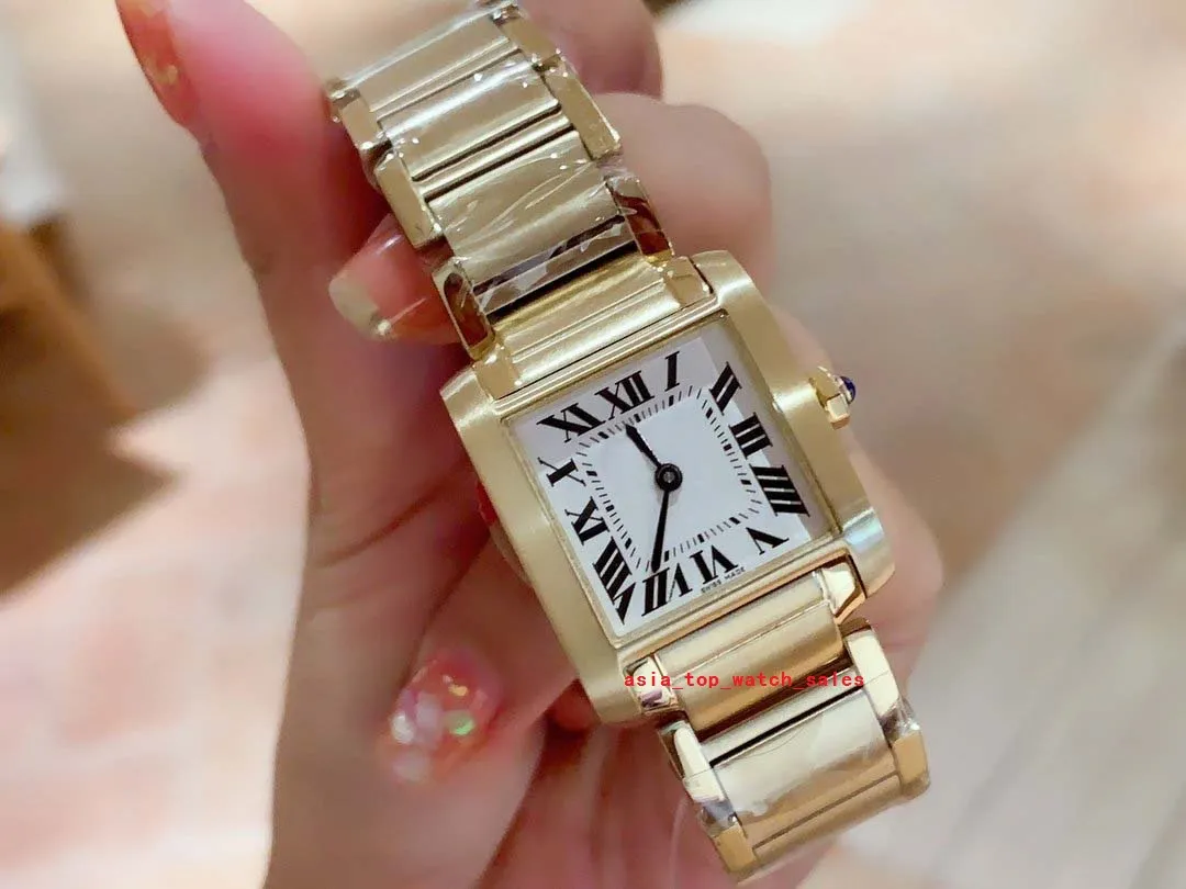 Top vente classique 3 styles en or 18 carats femme montres-bracelets verre saphir 20mmx25mm 25mmx30mm bordure VK mouvement à quartz haute qualité 220P