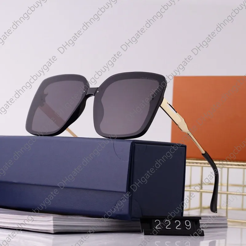 Designer Designer Lunettes de soleil 2229 Marque Hommes Femmes Miroir Classique Round Sunglasse Uv400 Lunettes Cadre en métal Lunettes de soleil Polaroid Verre Lentille avec