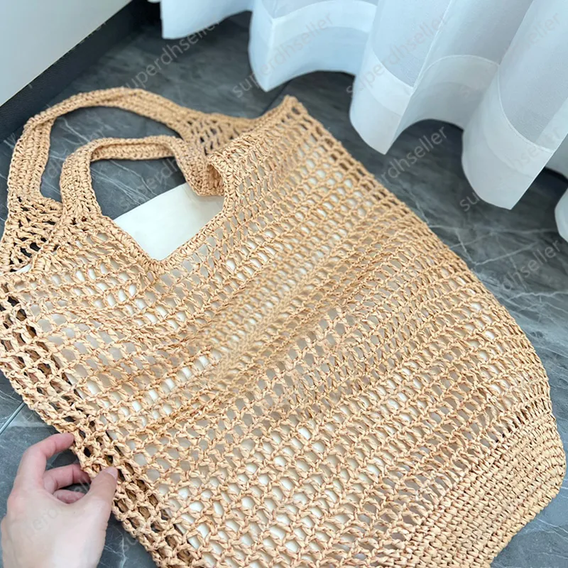 Summer Beach Tote Designer Bag Cutouts Straw Handbag Wallet Crochet Shoulder Bags Lady Clutch Purse Fashion Raffia Drawstring Shopping Pack