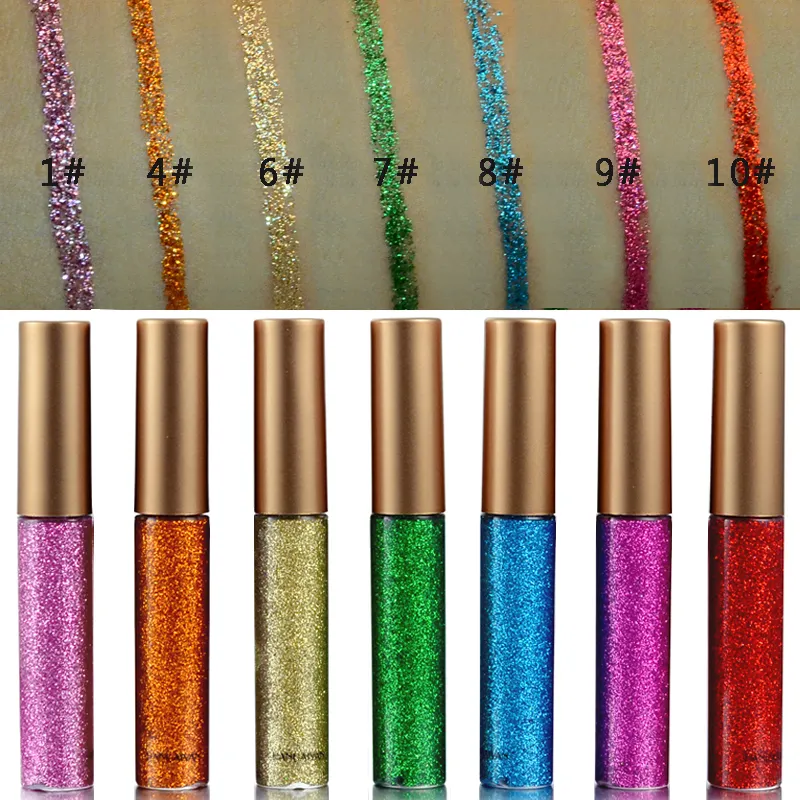 HANDAIYAN Matita eyeliner liquido glitterato brillante colorato Penna eyeliner sexy a lunga durata impermeabile facile da indossare luccicante