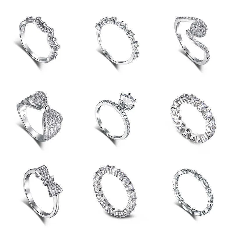 Bijoux nouvelle bague en argent Sterling S925 sertie de 5A zircon plein de diamants simples femmes portent une bague en diamant imitation bracelet313D