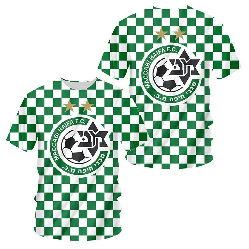 Israel Maccabi Haifa Jersey Verão Homens Futebol Plus Size Maccabi Haifa Camisetas Bandeira Manga Curta Macacos Verdes Fãs Roupas de Futebol 220606