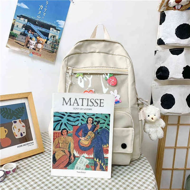 Sırt çantası sevimli genç öğrenci okul çantaları kızlar için sırt çantaları kadın naylon okul çantası şeffaf tasarım yeni 220628