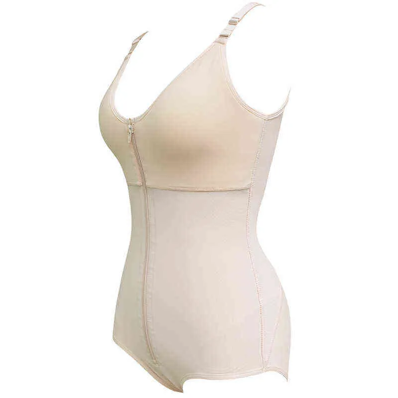 여성 전신 셰이퍼 Shapewear 슬리밍 브리핑 버트 리프트 배가 통제 허리 트레이너 Bodysuit 속옷 플러스 크기 지퍼 스타일 L220802