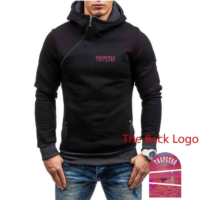 Felpe con cappuccio da uomo autunno stampato Trapstar Street Nuovo pullover sottile e spesso felpa con cappuccio con cerniera diagonale maschile