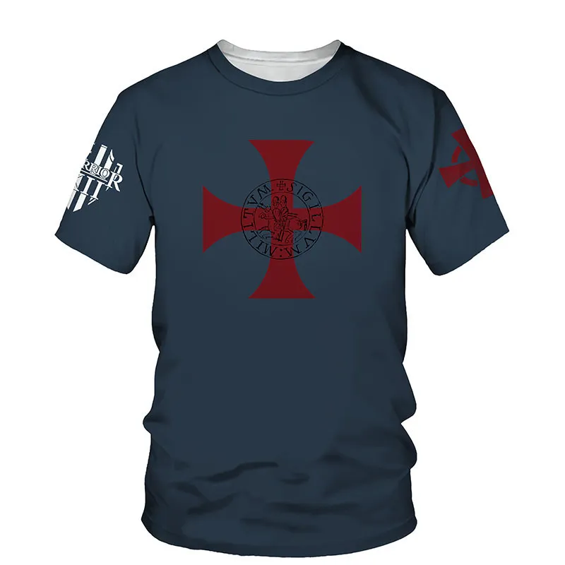 Templar Knight 3d Print Men T 셔츠 여름 오 목록 짧은 소매 티 탑 영웅 스타일 남성 옷 패션 캐주얼 T 셔츠 220623