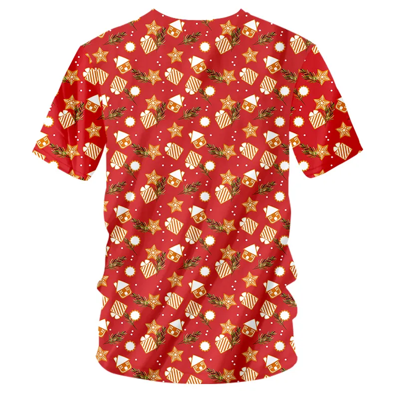 CJLM Red Mens Shortsleeved Tshirt Christmas Gift House 3D Printed Tshirt Cartoon Geometric Graffiti Summer T Shirt 5XL 220623
