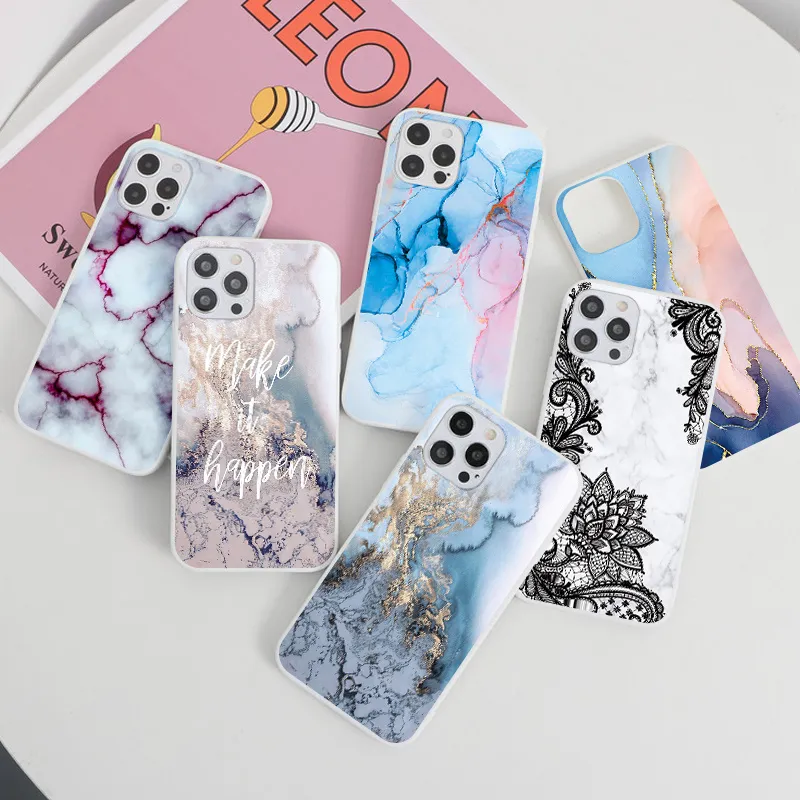 Soft TPU przypadki dla Xiaomi Mi 11 Lite Ultra 11i 8 A2 CC9E POCO M3 REDMI Note 10s 9a 9 10 K40 Pro Max 9t Cover Luksusowy marmurowy marmurowy