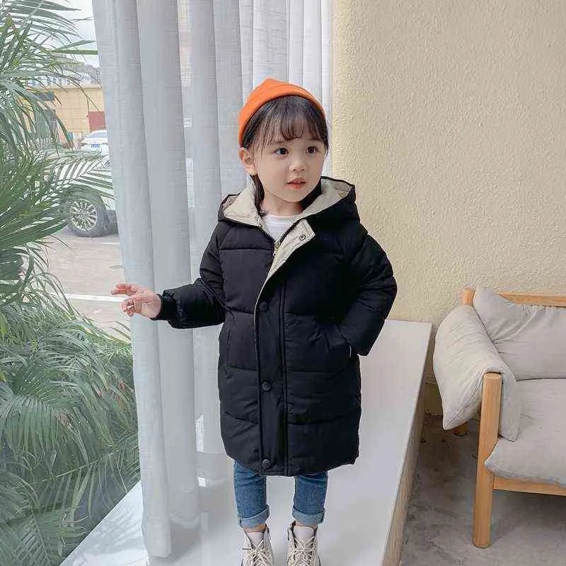 Big Size Long Style Keep Warm Boys Girls Jacket 2021 New Fashion Outdoor Thick Hooded Outerwear For Kids Birthday Children Jacket J220718