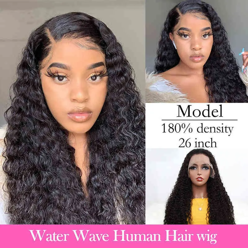 Perruques de cheveux Wigs Water Lace Lace Front HD frontal brésilien pour femmes humaines 4x4 Ferme profonde pré-cueillie 220722
