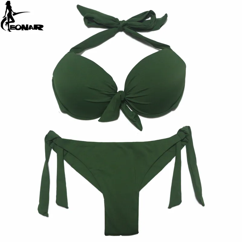 EONAR Bikini Costumi da bagno solidi Donna Push Up Bikini Set Taglio brasiliano/Fondo classico Costumi da bagno Costumi da bagno sexy taglie forti 220408