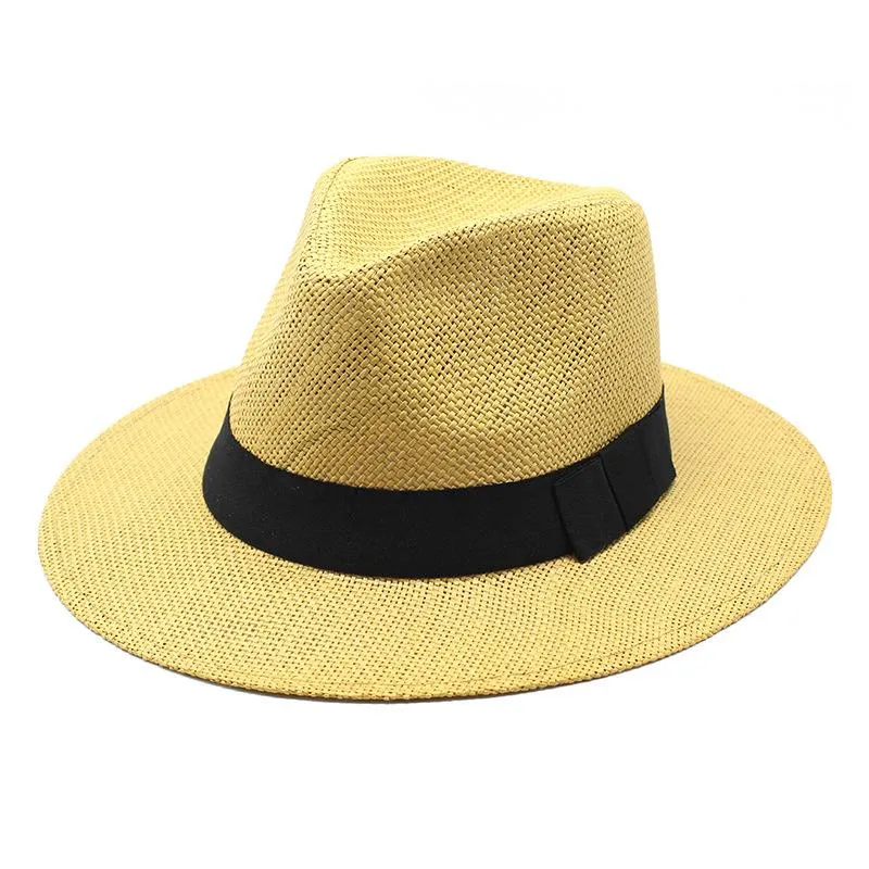 Bérets d'été Fedoras Panama Jazz Chapeau chapeaux de soleil pour femmes homme plage paille hommes Protection UV Casquette Chapeau FemmeBerets234r