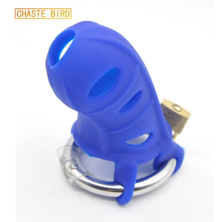 Extreme silicone blocker Chastity with Stainless Steel adjustable Ring sexy toys A310