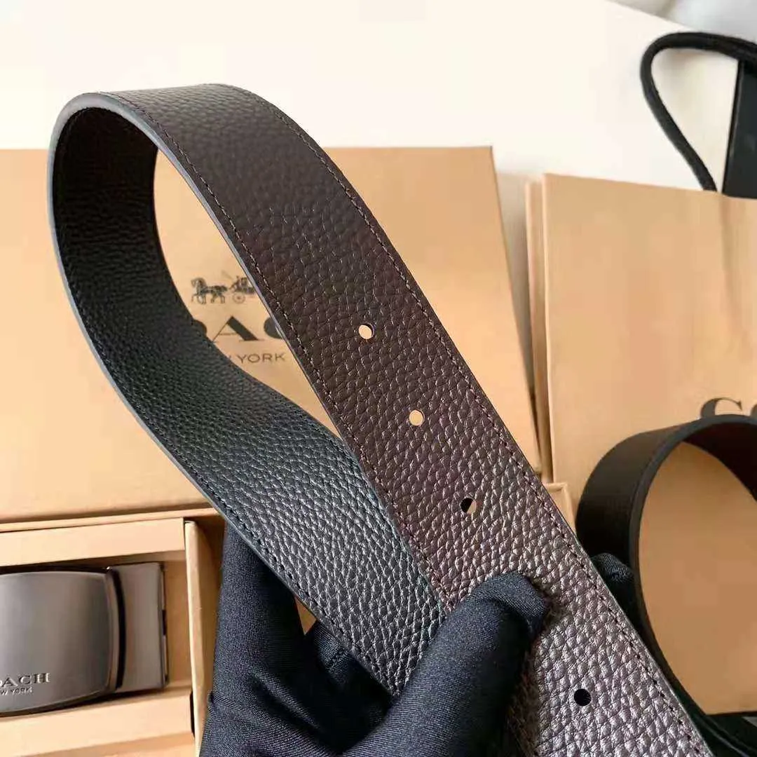 Высокое качество Париж Новый дом C Двусторонняя двойная кнопка Широкий мужской ремень кожаный бизнес подарок коробка дизайнер известного бренда