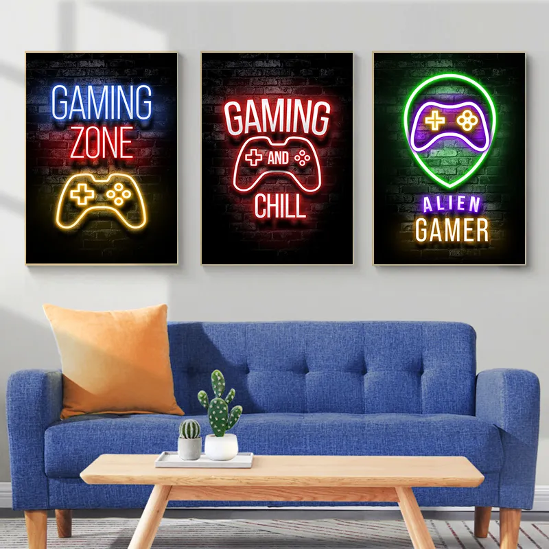 Sleep Game Repeat Gaming Wall Art Poster Prints Gamer Canvas målning Bild för barn pojkar rum Dekorativt lekrum 220716