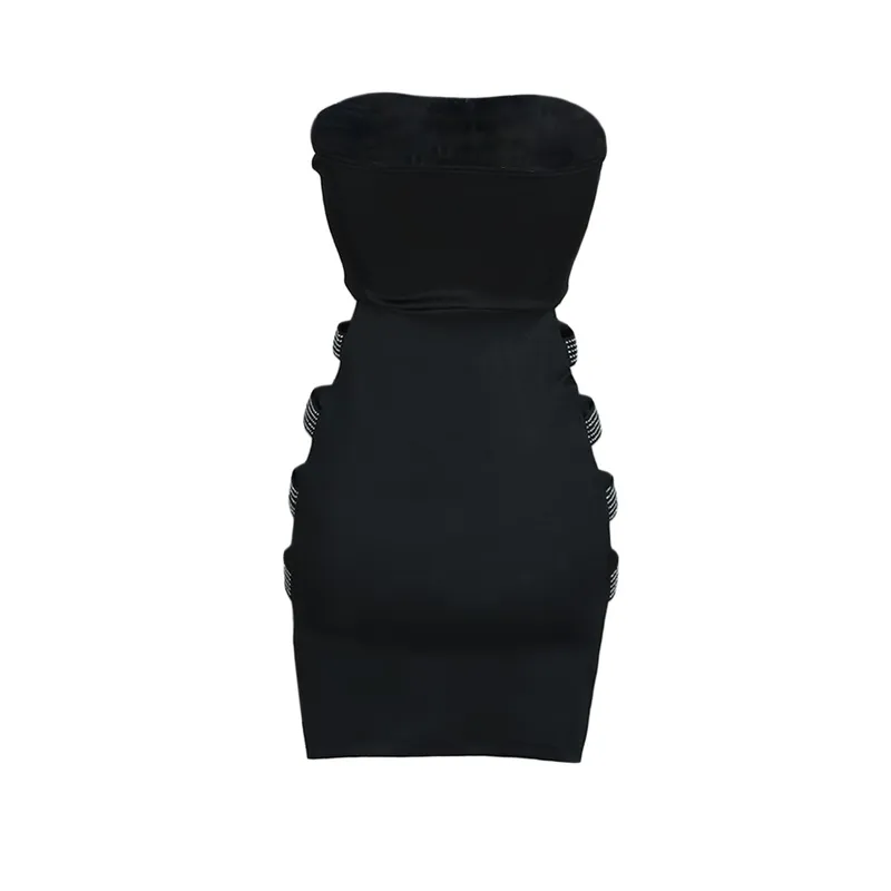 Женское сексуальное платье для карандаша Bodycon Hollow Out Off Plouds Solid Color Skinny Mini Short Complete Nightclub Wear 220521