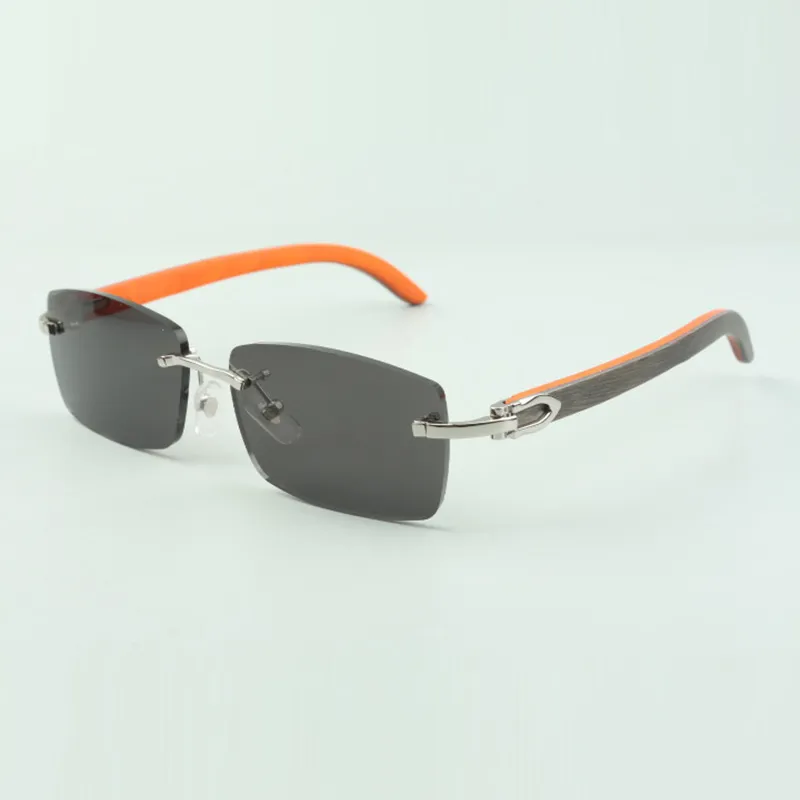 Plain sunglasses 3524012 with orange wooden sticks and 56mm lenses for unisex337a