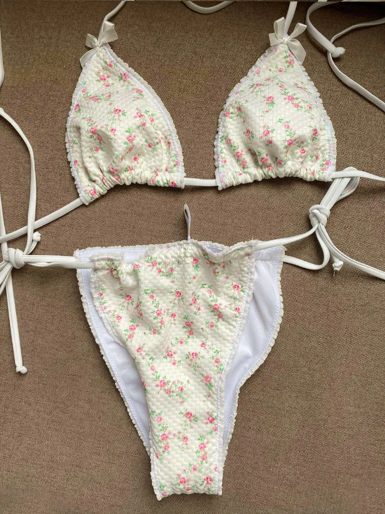 Miyouj bikinis sexig sträng baddräkt kvinnlig triangel kopp typ baddräkt kvinnor baddräkt hög klippa dragsko bandage bikini 220408