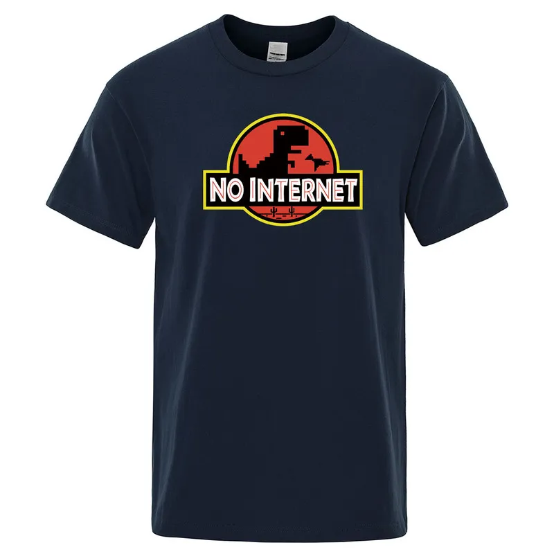 Tecknad dinosaurie tee tryckt ingen internet t män dino t rolig harajuku topps jura offline park mens tshirt 220629