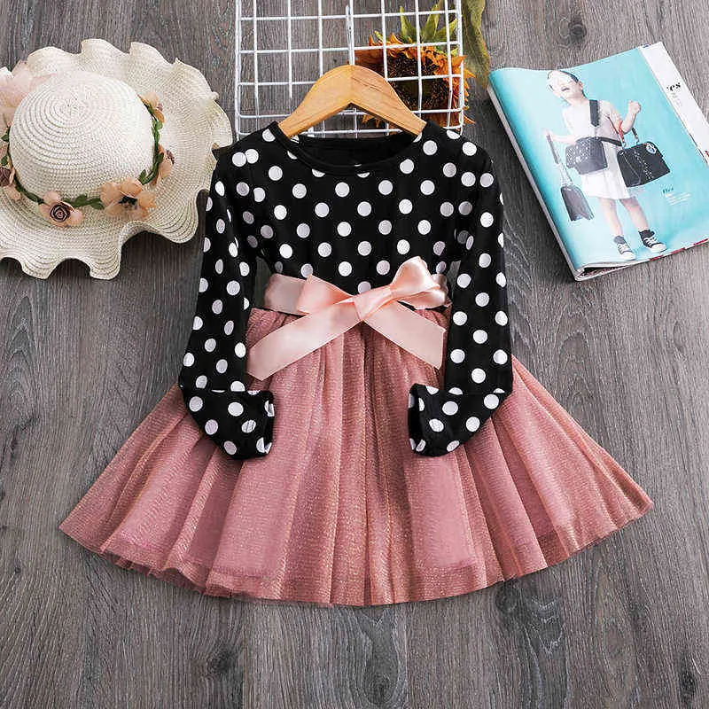 Kids Dresses for Girls 2021 Autumn Winter Girls Dress Long Sleeve Clothing Princess Party Baby Girl Clothes 2-7 Years G220518