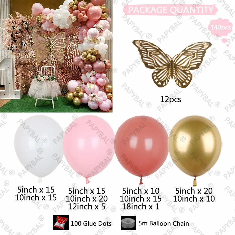 1 ensemble rétro rose blanc ballons arc guirlande Kit 3D autocollant bricolage décoration pour mariage fête d'anniversaire fournitures 220523