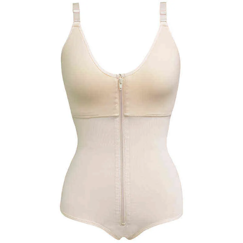 여성 전신 셰이퍼 Shapewear 슬리밍 브리핑 버트 리프트 배가 통제 허리 트레이너 Bodysuit 속옷 플러스 크기 지퍼 스타일 L220802