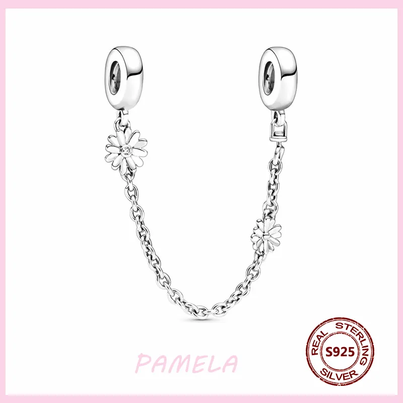 Pamela 925 Sterling Silver Silver Chain Star Flor Charme Presente DIY Para Pulseiras Originais Pulseiras Bangle Jóias Para As Mulheres