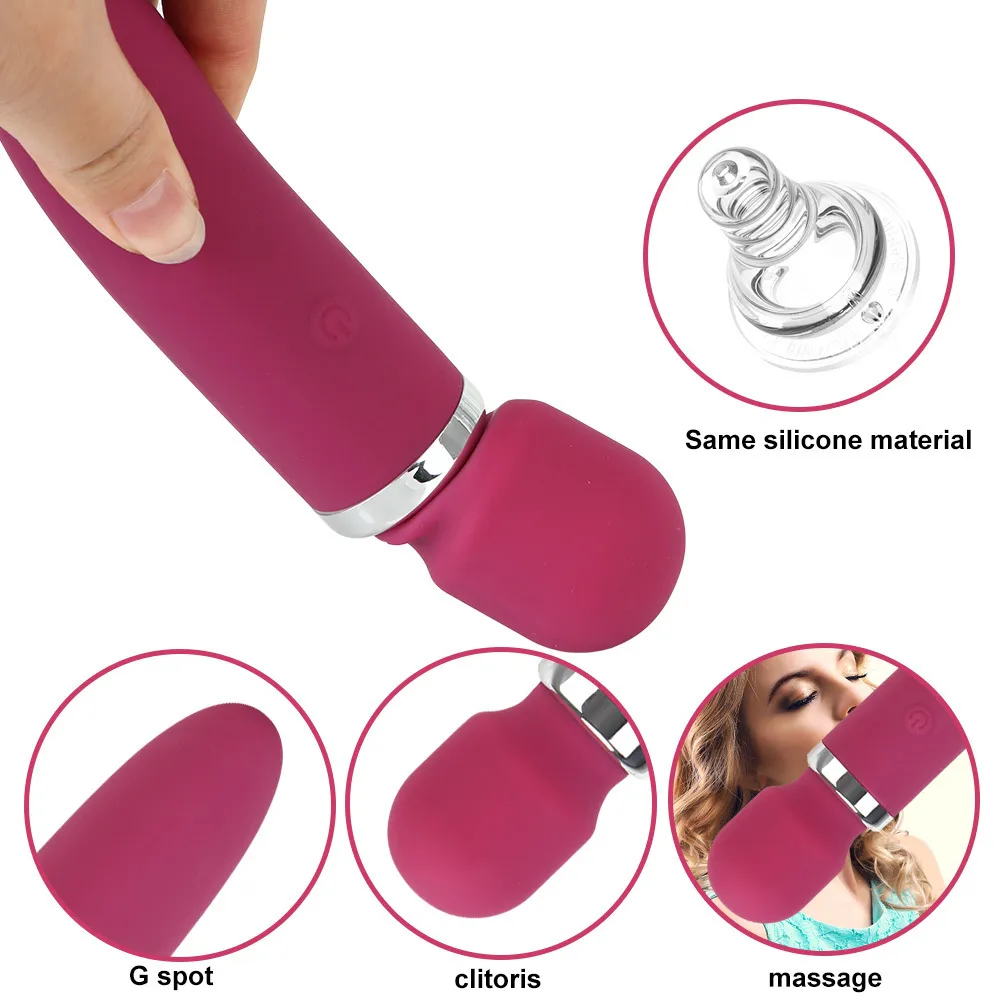 Female Masturbator sexy Toys For Women 8 Modes Magic Wand Vibrators USB Rechargeable Dildos Nipple Clitoris Stimulator