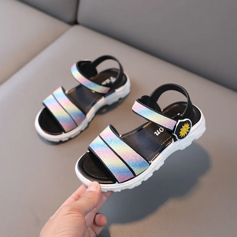 Gradiënt bling kinderen zomerschoenen mode pvc non slip meisjes sandalen prinses haak lus ademende schoenen kids sandaal 220615