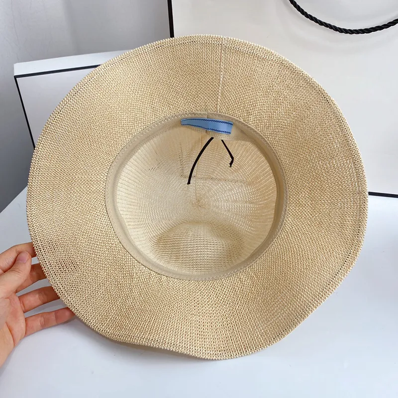 Durable Beach Straw Hats Woman Summer Vintage Outdoor Sun Protection Designer Cap Solid Color Breathable Caps Bandage Wide Brim Br296K