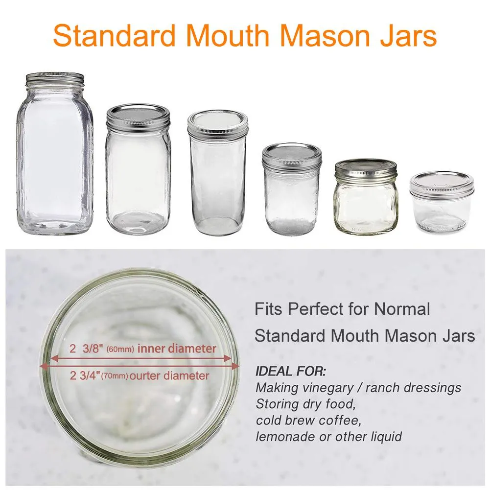 1 stks Tinplate Mason Jar Deksels Sets Herbruikbaar 70/86 mm Regelmatig brede mond-lekbestendige afdichting Zilver Mason Canning Cover Keukenbenodigdheden