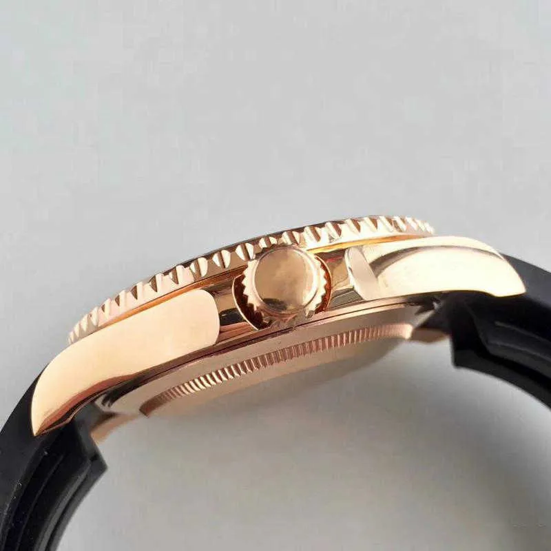 Relógio masculino com pulseira de borracha, 40mm, ouro rosa, movimento automático, mecânico, aço inoxidável, relógio de pulso masculino master287z