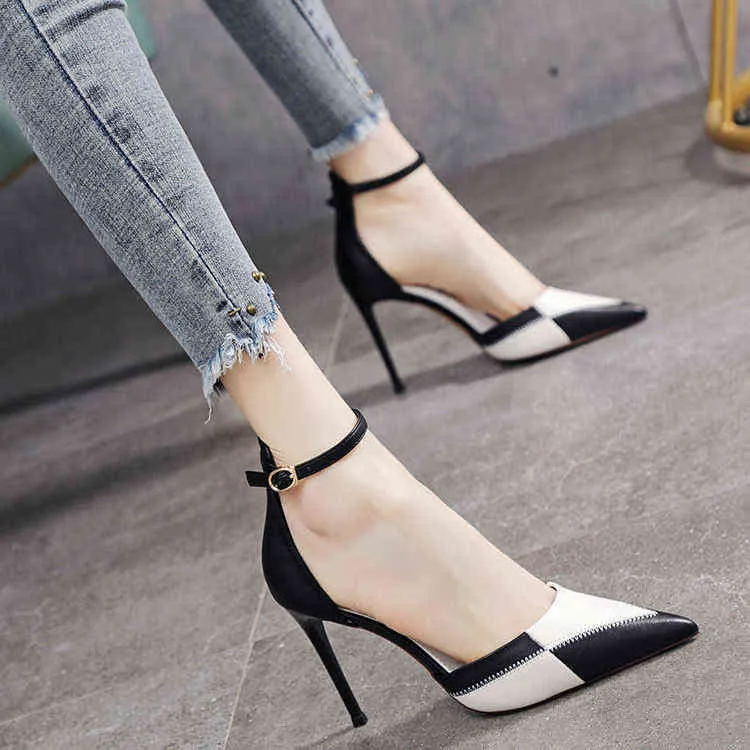 Sexy All-match Baotou Sandals 2021 French Word with Small High Heels Stiletto Fashion Women Shoes Temperament Women Shoes G220527