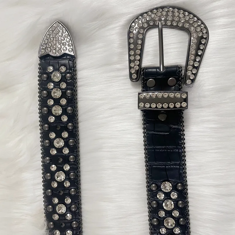 Ceinture cloutée en cristal Punk Rock pour hommes et femmes, Cowboy occidental avec diamant Bing Y2K Disco E Girls pour Jeans 220530191f3139447