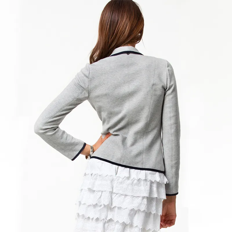 Elegant Womens Blazers Grey Black Long Sleeve Notched Single Breasted Suits Pockets Slim Female Office Work Coats Clothing